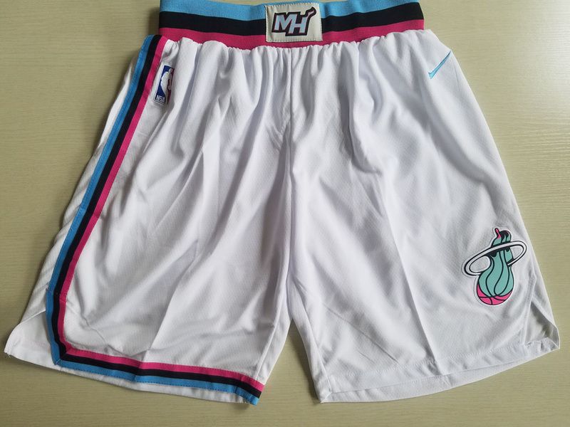 2018 Men NBA Nike Miami Heat white shorts->chicago bulls->NBA Jersey